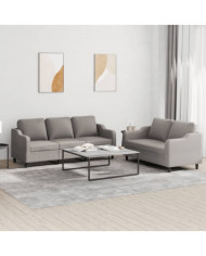 Ensemble de canapés 2 pcs avec coussins Taupe Tissu | Mobilier & Déco
