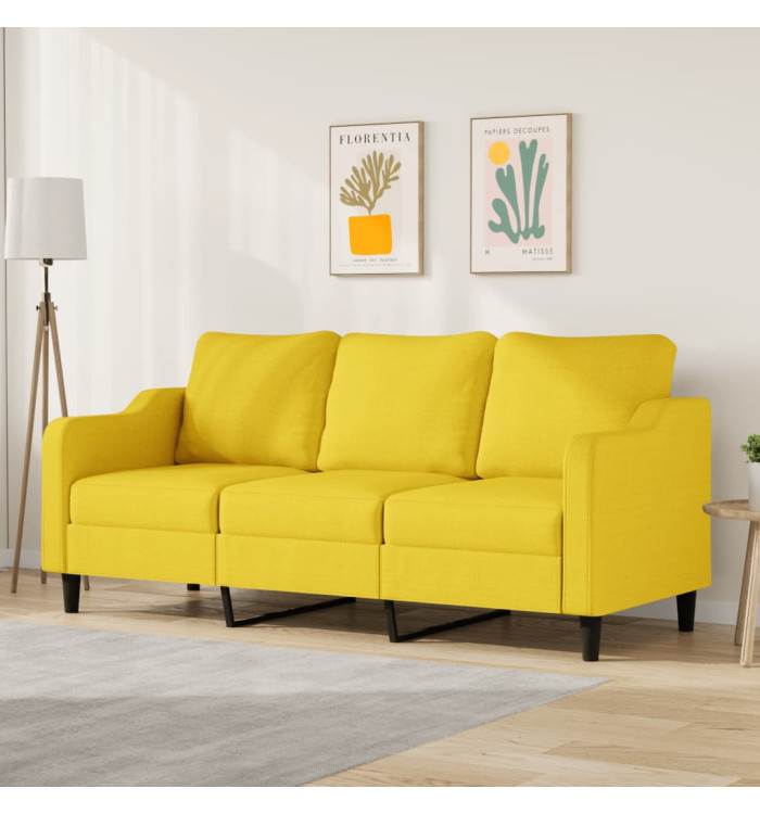 Canapé à 3 places Jaune clair 180 cm Tissu | Mobilier & Déco
