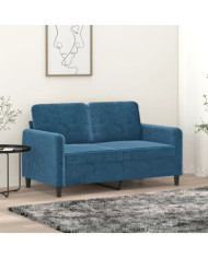 Canapé à 2 places Bleu 120 cm Velours | Mobilier & Déco