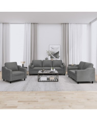 Ensemble de canapés 3 pcs coussins gris foncé tissu | Mobilier & Déco