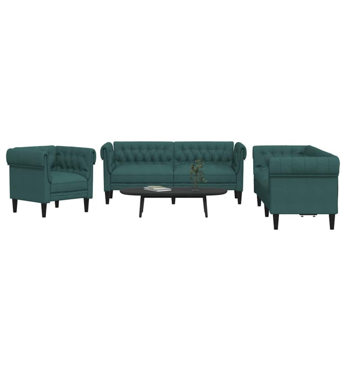 Ensemble de canapés 3 pcs vert foncé tissu | Mobilier & Déco