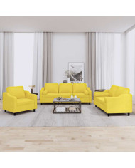 Ensemble de canapés 3 pcs avec coussins jaune clair tissu | Mobilier & Déco