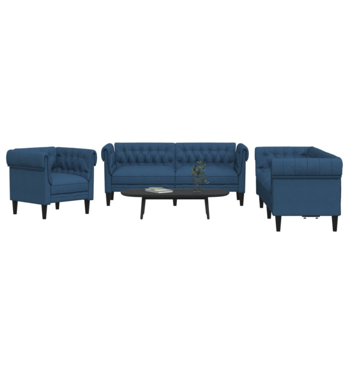 Ensemble de canapés 3 pcs bleu tissu | Mobilier & Déco
