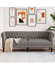 Canapé Chesterfield 3 places taupe tissu | Mobilier & Déco