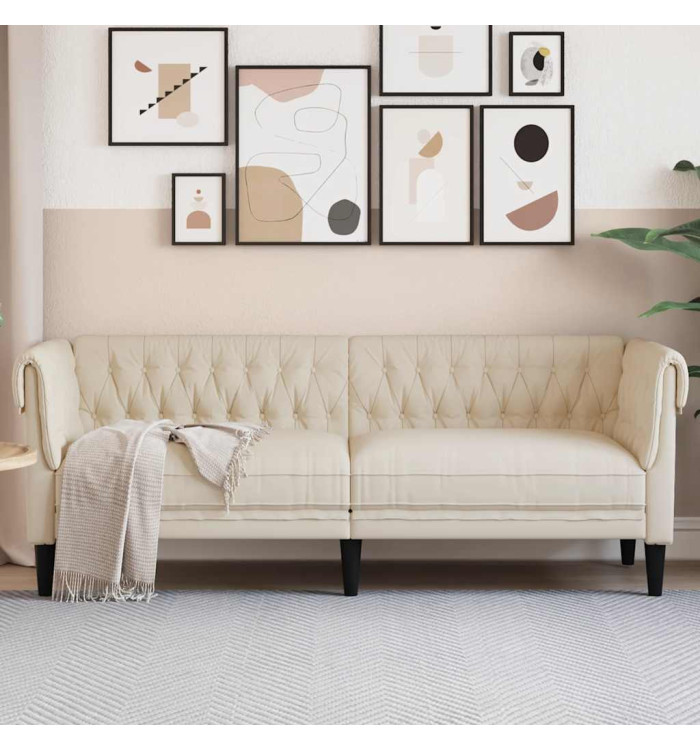 Canapé Chesterfield 3 places lin | Mobilier & Déco