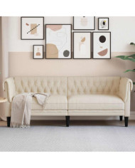 Canapé Chesterfield 3 places lin | Mobilier & Déco