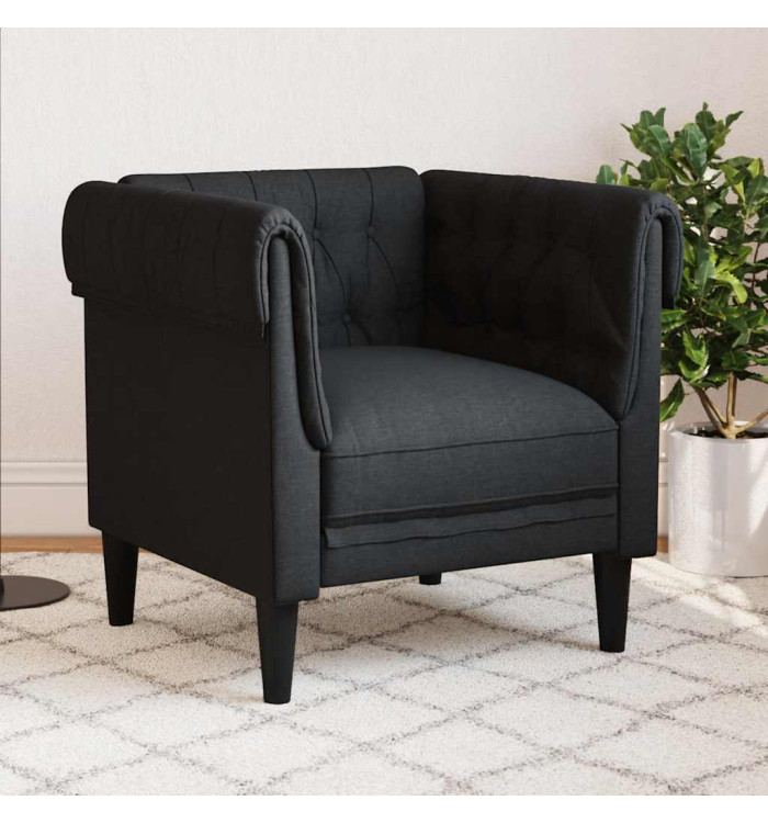 Fauteuil Chesterfield noir tissu | Mobilier & Déco