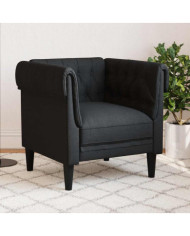 Fauteuil Chesterfield noir tissu | Mobilier & Déco