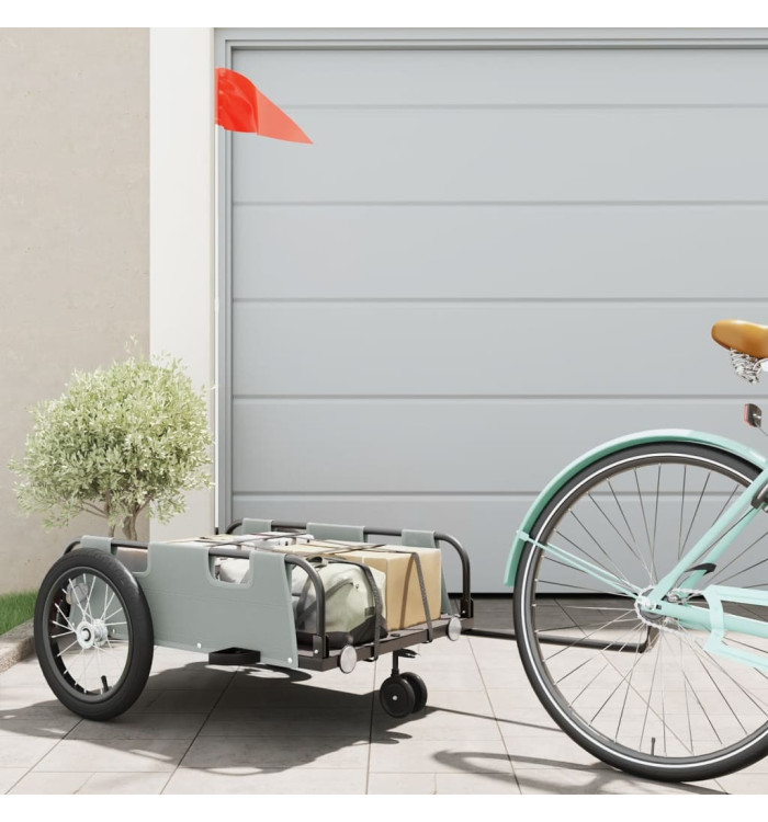 Remorque de vélo gris tissu oxford et fer | Mobilier & Déco