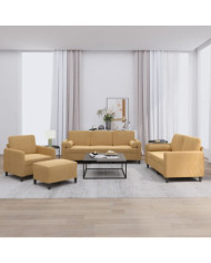 Ensemble de canapés 4 pcs avec coussins marron velours | Mobilier & Déco