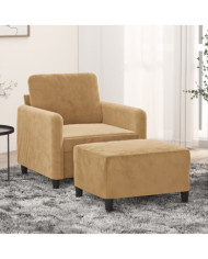 Fauteuil avec repose-pied Marron 60 cm Velours | Mobilier & Déco