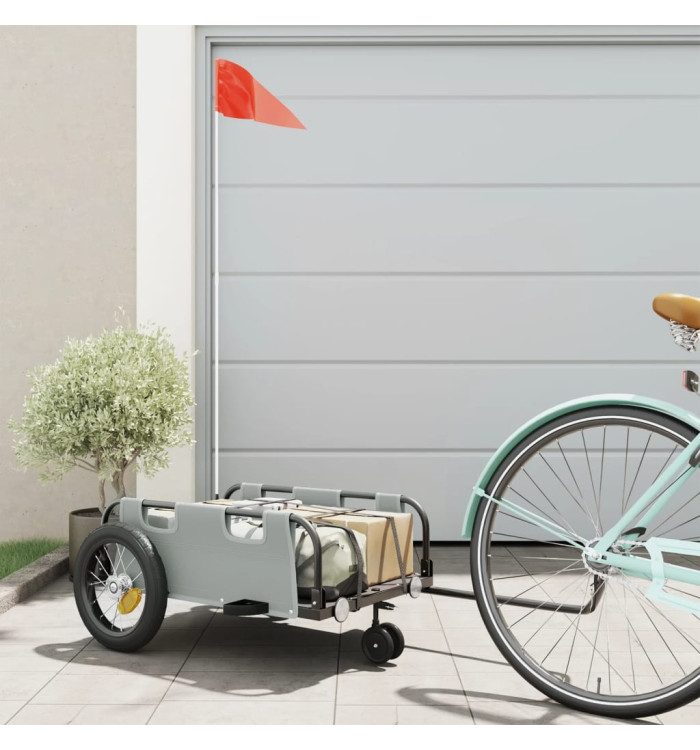 Remorque de vélo gris tissu oxford et fer | Mobilier & Déco