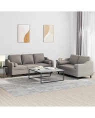 Ensemble de canapés 2 pcs avec coussins taupe tissu | Mobilier & Déco