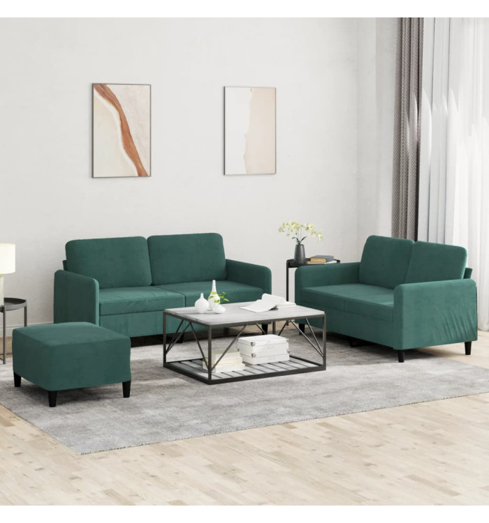Ensemble de canapés 3 pcs vert foncé velours | Mobilier & Déco