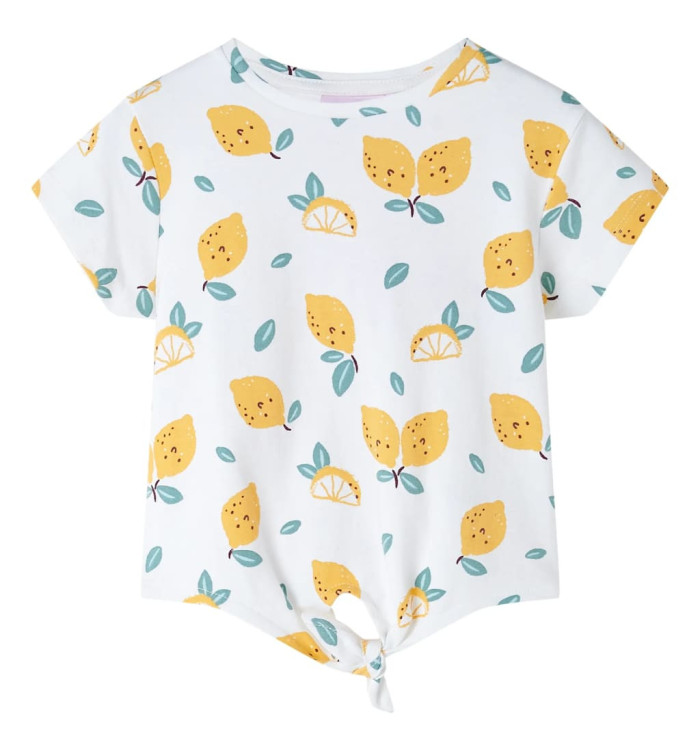 T-shirt pour enfants avec ourlet noué écru 116 | Mobilier & Déco