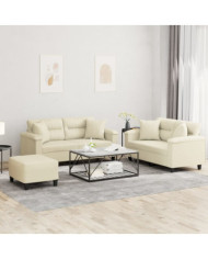 Ensemble de canapés 3 pcs avec coussins crème similicuir | Mobilier & Déco