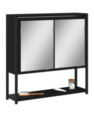 Armoire à miroir de salle de bain noir bois d'ingénierie | Mobilier & Déco