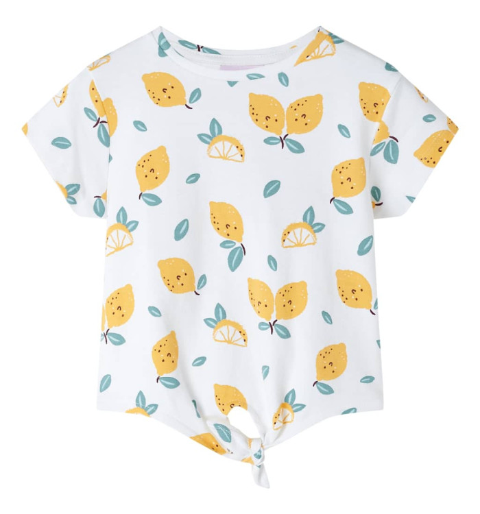 T-shirt pour enfants avec ourlet noué écru 92 | Mobilier & Déco