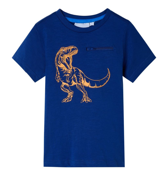 T-shirt pour enfants avec manches courtes bleu foncé 116 | Mobilier & Déco