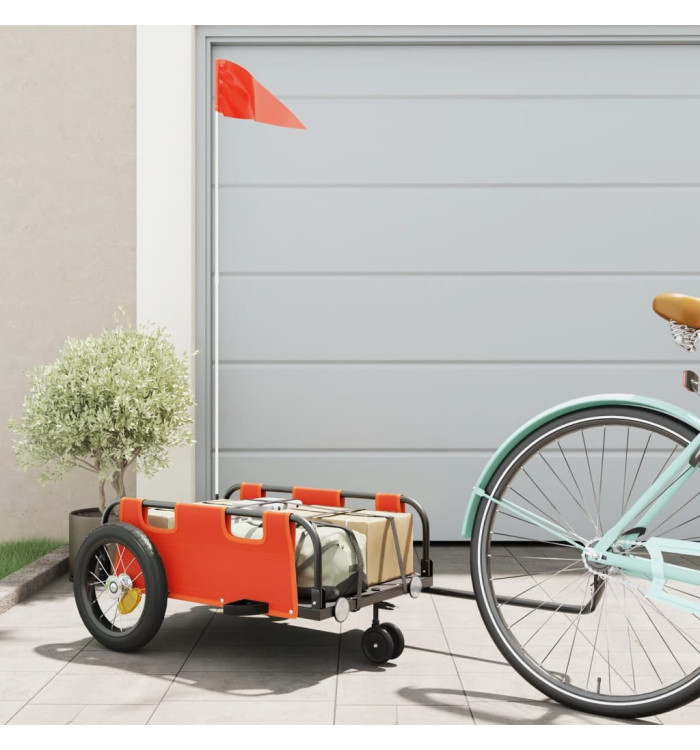 Remorque de vélo orange tissu oxford et fer | Mobilier & Déco