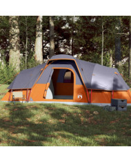 Tente à dôme 11 personnes gris et orange imperméable | Mobilier & Déco