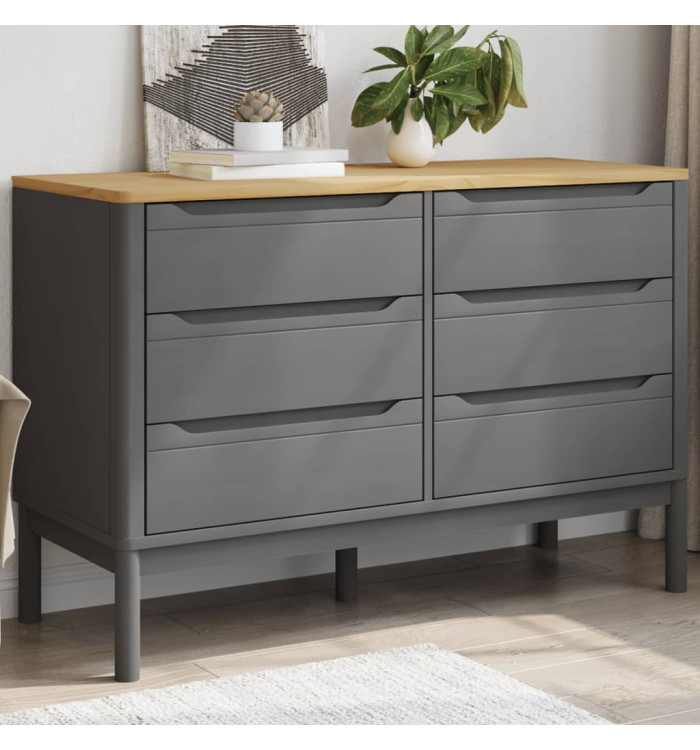 Commode FLORO gris bois de pin massif | Mobilier & Déco