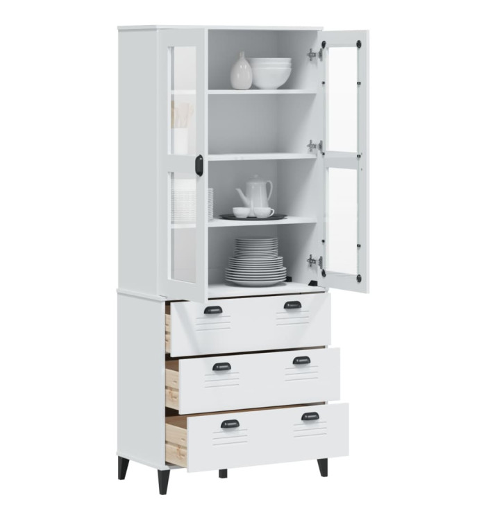 Buffet VIKEN blanc 80x40x190 cm bois massif de pin | Mobilier & Déco