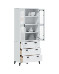Buffet VIKEN blanc 80x40x190 cm bois massif de pin | Mobilier & Déco