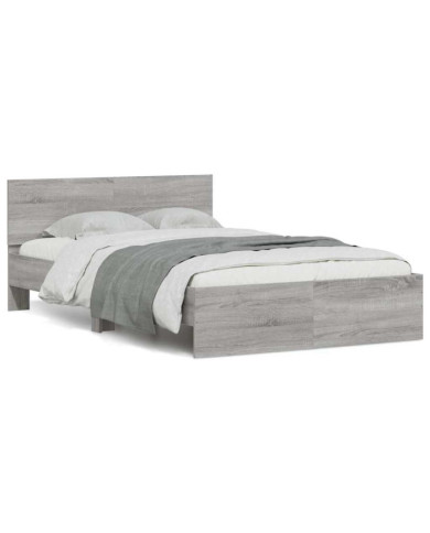 Cadre de lit avec tête de lit et LED sonoma gris 140x200 cm | Mobilier & Déco