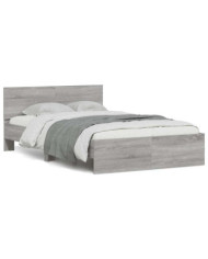 Cadre de lit avec tête de lit et LED sonoma gris 140x200 cm | Mobilier & Déco