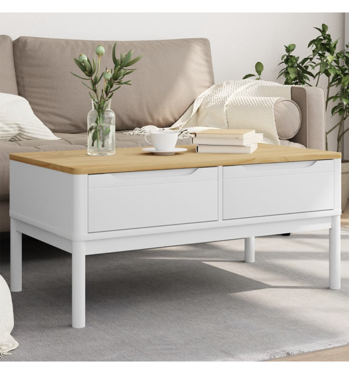 Table basse FLORO blanc 99x55,5x45 cm bois massif de pin | Mobilier & Déco