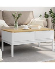 Table basse FLORO blanc 99x55,5x45 cm bois massif de pin | Mobilier & Déco
