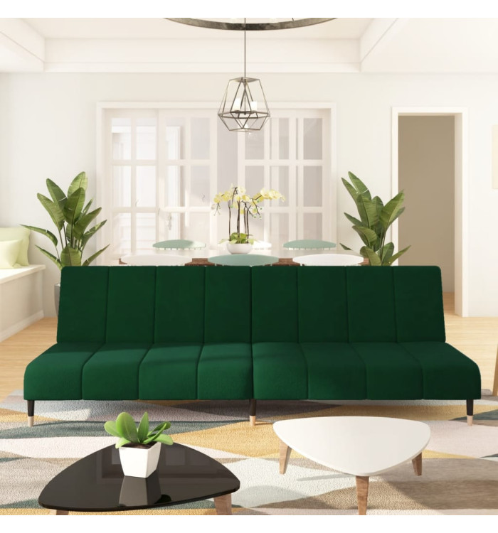 Canapé-lit à 2 places vert foncé velours | Mobilier & Déco