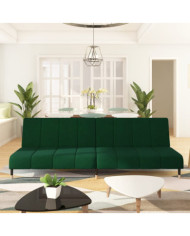 Canapé-lit à 2 places vert foncé velours | Mobilier & Déco