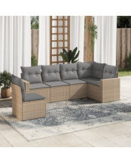 Salon de jardin avec coussins 6 pcs beige résine tressée | Mobilier & Déco