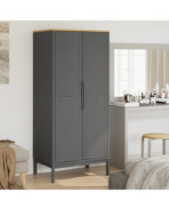 Garde-robe FLORO gris 77x53x171 cm bois massif de pin | Mobilier & Déco