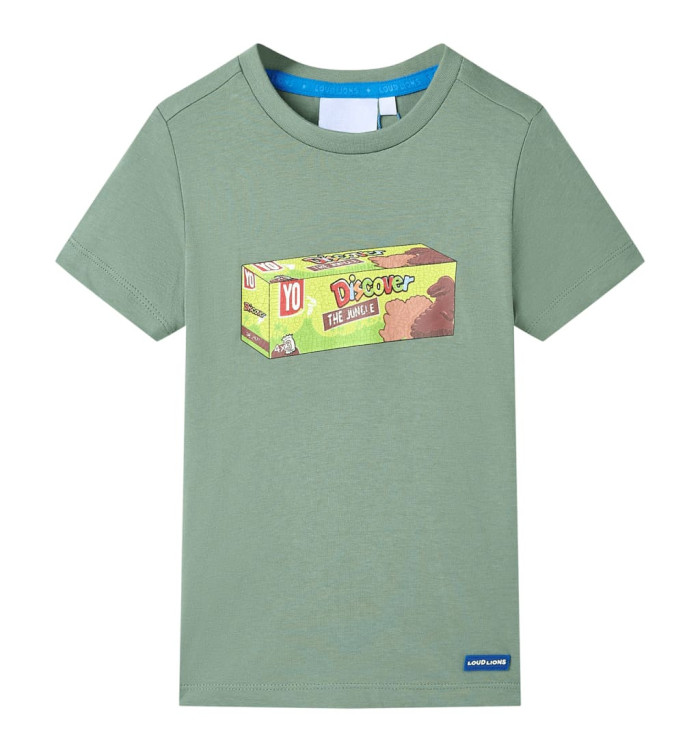 T-shirt pour enfants avec manches courtes kaki 104 | Mobilier & Déco