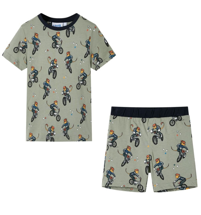 Pyjamas à manches courtes pour enfants kaki clair 140 | Mobilier & Déco