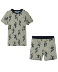 Pyjamas à manches courtes pour enfants kaki clair 140 | Mobilier & Déco