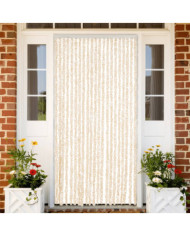 Rideau anti-mouches beige et blanc 90x220 cm chenille | Mobilier & Déco
