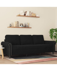 Canapé à 3 places Noir 180 cm Velours | Mobilier & Déco