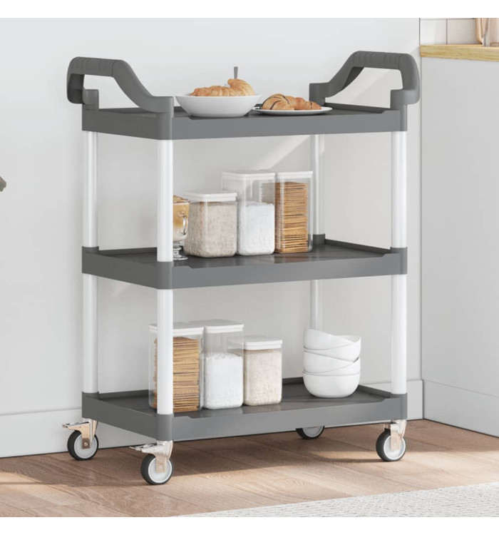 Chariot à 3 niveaux gris 81x41x92 cm aluminium | Mobilier & Déco