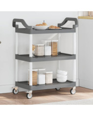 Chariot à 3 niveaux gris 81x41x92 cm aluminium | Mobilier & Déco
