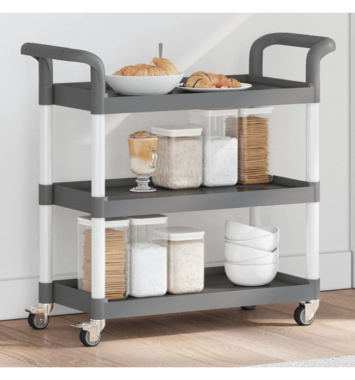 Chariot à 3 niveaux gris 77x34x72 cm aluminium | Mobilier & Déco