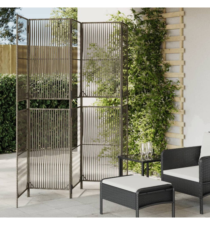 Cloison de séparation 5 panneaux gris résine tressée | Mobilier & Déco