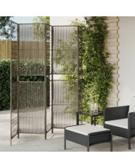 Cloison de séparation 5 panneaux gris résine tressée | Mobilier & Déco
