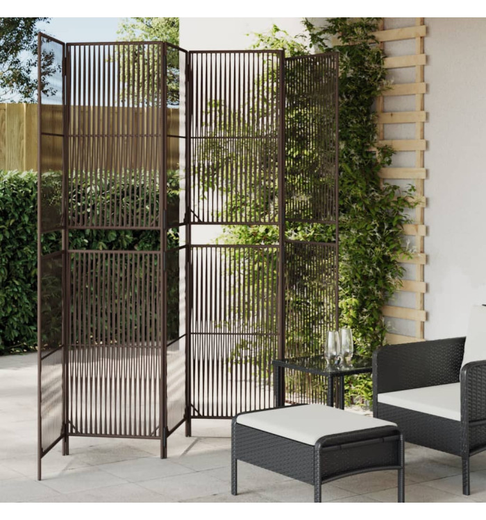 Cloison de séparation 6 panneaux marron résine tressée | Mobilier & Déco