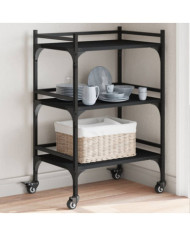 Chariot de cuisine noir 50x35x75,5 cm bois d'ingénierie | Mobilier & Déco