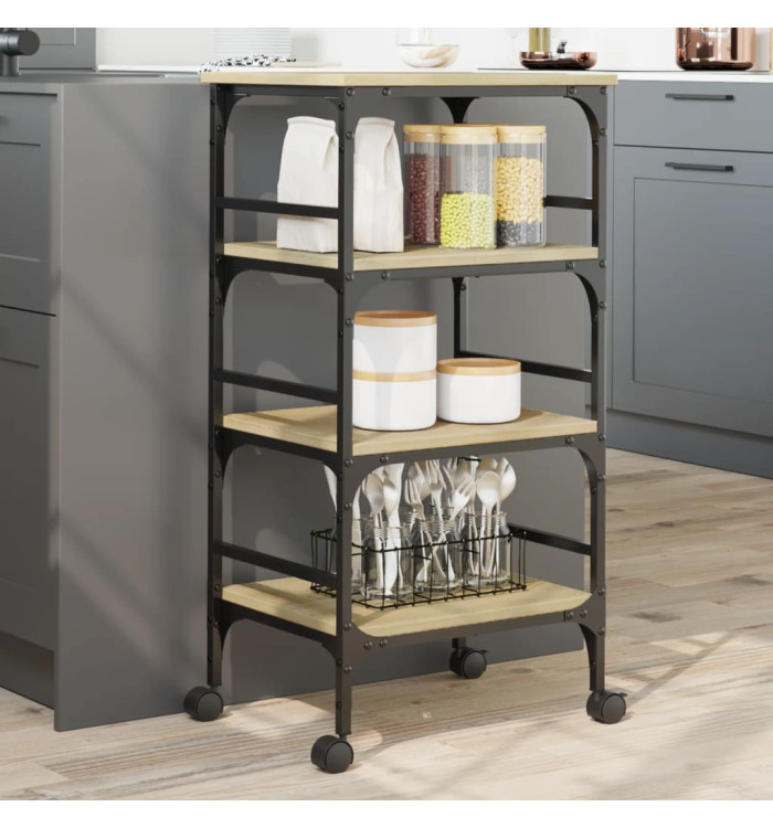 Chariot de cuisine chêne sonoma 45x35x89,5 cm bois d'ingénierie | Mobilier & Déco