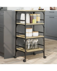 Chariot de cuisine chêne sonoma 45x35x89,5 cm bois d'ingénierie | Mobilier & Déco